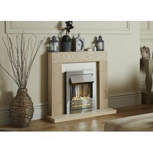 Adam Fires & Fireplaces Malmo Fireplace in Oak & Cream with Helios Electric Fire in Brushed Steel, 39 Inch in Grey Grey Adam Fires & Fireplaces Malmo Fireplace in Oak & Cream with Helios Electric Fire in Brushed Steel, 39 Inch in Grey Grey
