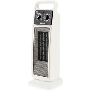 Geepas 2kW Ceramic Tower Fan Heater with Oscillation 2 Heat Settings in White White Geepas 2kW Ceramic Tower Fan Heater with Oscillation 2 Heat Settings in White White
