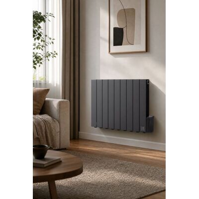 Living and Home 1500W Heating Radiator Pianoforte with LED Screen and Timer Black Black Living and Home 1500W Heating Radiator Pianoforte with LED Screen and Timer Black Black