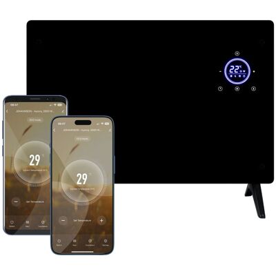 DMD Collective Smart Wi-Fi Glass Panel Heater Touchscreen 2000W Freestanding & Free Wall Brackets in Black Black DMD Collective Smart Wi-Fi Glass Panel Heater Touchscreen 2000W Freestanding & Free Wall Brackets in Black Black