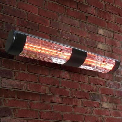 Primrose 3kW Black Dual Wall Mounted Quartz Halogen Bulb Electric Infrared Patio Heater Weatherproof IP55 Black Primrose 3kW Black Dual Wall Mounted Quartz Halogen Bulb Electric Infrared Patio Heater Weatherproof IP55 Black