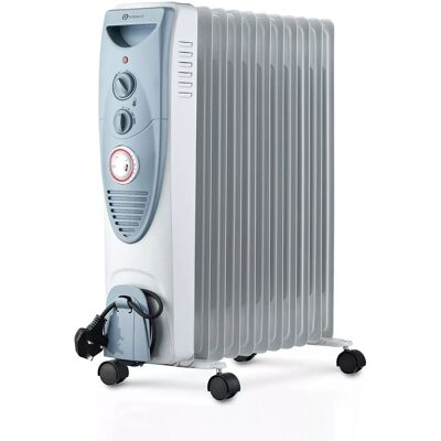 PureMate Oil Filled Radiator, 2500W/2.5KW - 11 Fin - Portable Electric Heater, 3 Power Settings, Adjustable Temperature & Thermostat, Thermal Safety Grey PureMate Oil Filled Radiator, 2500W/2.5KW - 11 Fin - Portable Electric Heater, 3 Power Settings, Adjustable Temperature & Thermostat, Thermal Safety Grey