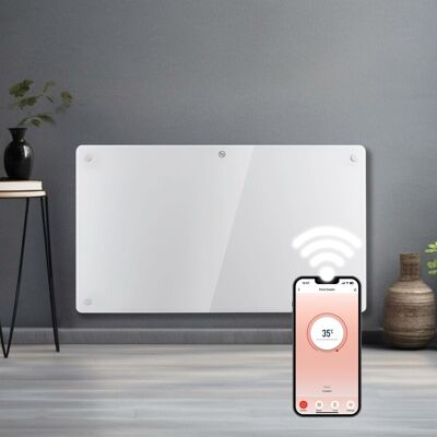 Futura 1500W WIFI Glass Electric Panel Heater Radiator White Wall Mounted White Futura 1500W WIFI Glass Electric Panel Heater Radiator White Wall Mounted White