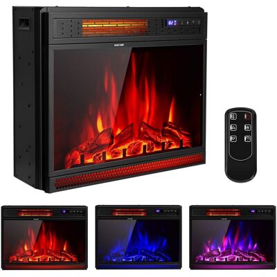Costway 25" Electric Fireplace Insert 1800W Recessed Electric Heater W/ 3 Colors Light in Black Black Costway 25" Electric Fireplace Insert 1800W Recessed Electric Heater W/ 3 Colors Light in Black Black