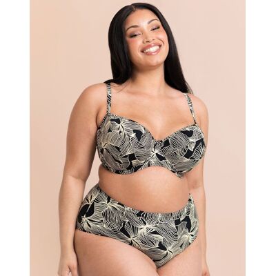 Curvy Kate Women's Ripple Reef Balcony Bikini Top Underwired Padded in Black Size: 40E Black 40E Curvy Kate Women's Ripple Reef Balcony Bikini Top Underwired Padded in Black Size: 40E Black 40E