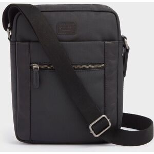 OSPREY LONDON Men's The Small Grantham Waxed Canvas & Leather Messenger Bag in Black Black OSPREY LONDON Men's The Small Grantham Waxed Canvas & Leather Messenger Bag in Black Black