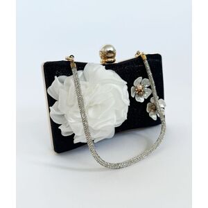 SVNX Women's Square Clutch Bag with 3D Florals in Black Black One Size SVNX Women's Square Clutch Bag with 3D Florals in Black Black One Size