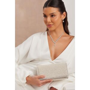 Quiz Women's White Pearl Embellished Clutch Bag White One Size Quiz Women's White Pearl Embellished Clutch Bag White One Size