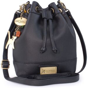 Catwalk Collection Handbags Women's Rochele Small Leather Drawstring Cross Body Bucket Bag in Black Black Small Catwalk Collection Handbags Women's Rochele Small Leather Drawstring Cross Body Bucket Bag in Black Black Small