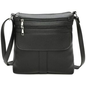 Fontanella Fashion Women's Vier Quadruple Zip PU Messenger Bag in Black Black One Size Fontanella Fashion Women's Vier Quadruple Zip PU Messenger Bag in Black Black One Size