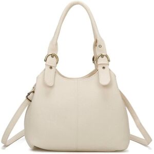 Fontanella Fashion Women's Drei Triple Compartments PU Leather Convertible Shoulder Tote Bag with Adjustable Straps in Cream Cream One Size Fontanella Fashion Women's Drei Triple Compartments PU Leather Convertible Shoulder Tote Bag with Adjustable Straps in Cream Cream One Size