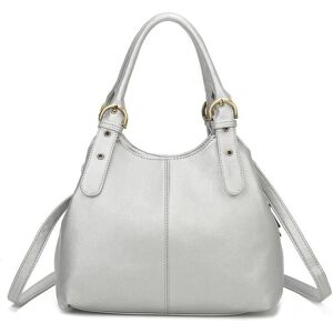 Fontanella Fashion Women's Drei Triple Compartments PU Leather Convertible Shoulder Tote Bag with Adjustable Straps in Silver Silver One Size Fontanella Fashion Women's Drei Triple Compartments PU Leather Convertible Shoulder Tote Bag with Adjustable Straps in Silver Silver One Size