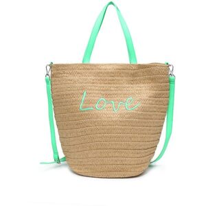 JFY Women's Long Handle Woven Straw Bucket Beach Bag in Green Green JFY Women's Long Handle Woven Straw Bucket Beach Bag in Green Green