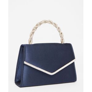 Quiz Women's Navy Diamante Twisted Top Handle Bag Navy One Size Quiz Women's Navy Diamante Twisted Top Handle Bag Navy One Size