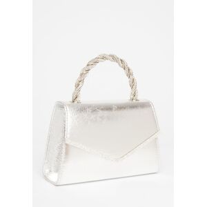 Quiz Women's Silver Diamante Twist Top Handle Bag Silver One Size Quiz Women's Silver Diamante Twist Top Handle Bag Silver One Size