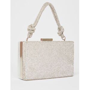 Quiz Women's Silver Diamante Knot Top Handle Bag Silver One Size Quiz Women's Silver Diamante Knot Top Handle Bag Silver One Size