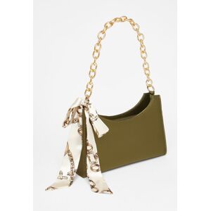 Quiz Women's Green Satin Chain Shoulder Bag Green One Size Quiz Women's Green Satin Chain Shoulder Bag Green One Size