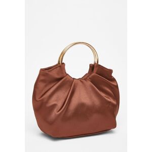 Quiz Women's Brown Satin Pleated Top Handle Bag Brown One Size Quiz Women's Brown Satin Pleated Top Handle Bag Brown One Size