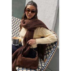 Quiz Women's Brown Faux Suede Shoulder Bag Brown One Size Quiz Women's Brown Faux Suede Shoulder Bag Brown One Size