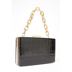 Quiz Women's Black Patent Croc Box Bag Black One Size Quiz Women's Black Patent Croc Box Bag Black One Size