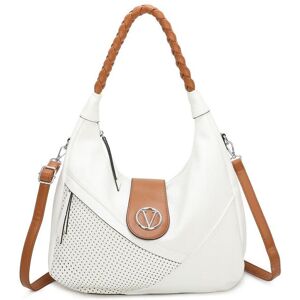 Fontanella Fashion Women's V Two-Tone PU Leather Hobo Shoulder Bag in White White One Size Fontanella Fashion Women's V Two-Tone PU Leather Hobo Shoulder Bag in White White One Size