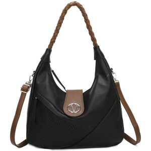 Fontanella Fashion Women's V Two-Tone PU Leather Hobo Shoulder Bag in Black Black One Size Fontanella Fashion Women's V Two-Tone PU Leather Hobo Shoulder Bag in Black Black One Size