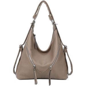 Fontanella Fashion Women's Mim PU Leather Hobo Shoulder Bag Convertible Backpack in Taupe Taupe One Size Fontanella Fashion Women's Mim PU Leather Hobo Shoulder Bag Convertible Backpack in Taupe Taupe One Size