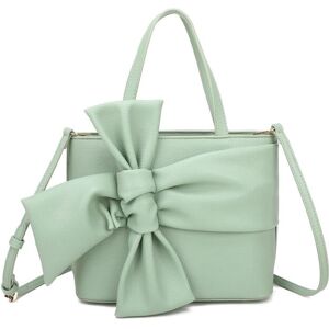 Fontanella Fashion Women's Ila Big Bow Ribbon PU Leather Top Handle Crossbody Tote Bag in Light Green Light Green Fontanella Fashion Women's Ila Big Bow Ribbon PU Leather Top Handle Crossbody Tote Bag in Light Green Light Green