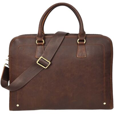 House of Leather Men's Real Leather Cross Body Briefcase Organiser Shoulder Bag Belmont Rust Brown Size: Large Brown Large House of Leather Men's Real Leather Cross Body Briefcase Organiser Shoulder Bag Belmont Rust Brown Size: Large Brown Large