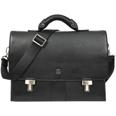 House of Leather Men's Mens Real Leather Briefcase Classic Cross Body Organiser Bag Benin Black Size: Large Black Large House of Leather Men's Mens Real Leather Briefcase Classic Cross Body Organiser Bag Benin Black Size: Large Black Large