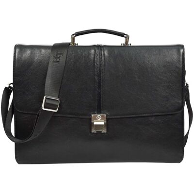 House of Leather Men's Mens Real Leather Briefcase Classic Cross Body Organiser Bag Erbil Black Size: Large Black Large House of Leather Men's Mens Real Leather Briefcase Classic Cross Body Organiser Bag Erbil Black Size: Large Black Large