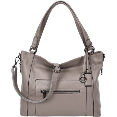 House of Leather Women's Womens Real Leather Handbag Tote Shoulder Bag Evelyn Black in Grey Size: Large Grey Large House of Leather Women's Womens Real Leather Handbag Tote Shoulder Bag Evelyn Black in Grey Size: Large Grey Large