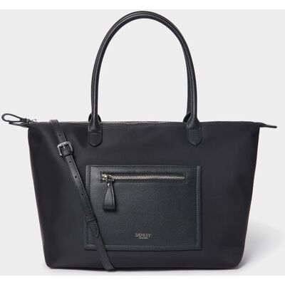 OSPREY LONDON Women's The Linear Nylon Tote Bag in Black Black OSPREY LONDON Women's The Linear Nylon Tote Bag in Black Black