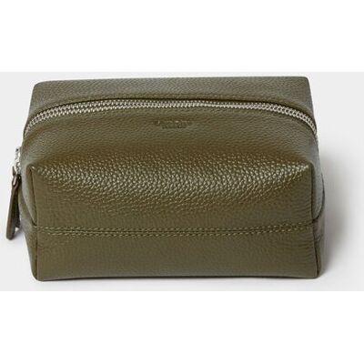 OSPREY LONDON Men's The Double Zip Small Leather Washbag in Olive Olive One Size OSPREY LONDON Men's The Double Zip Small Leather Washbag in Olive Olive One Size