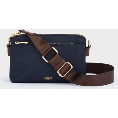 OSPREY LONDON Women's The Voyage Nylon Crossbody Bag in Navy Navy One Size OSPREY LONDON Women's The Voyage Nylon Crossbody Bag in Navy Navy One Size