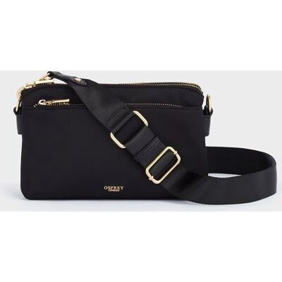 OSPREY LONDON Women's The Voyage Nylon Crossbody Bag in Black Black One Size OSPREY LONDON Women's The Voyage Nylon Crossbody Bag in Black Black One Size