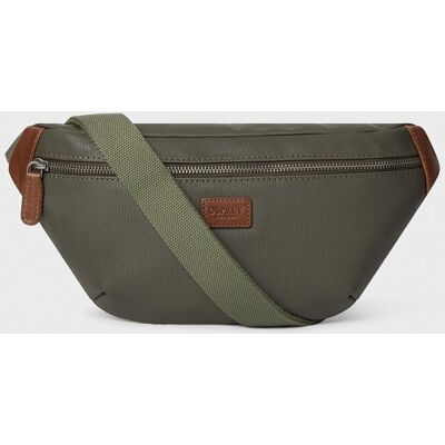 OSPREY LONDON Men's The Grantham Waxed Canvas & Leather Bumbag in Khaki Khaki OSPREY LONDON Men's The Grantham Waxed Canvas & Leather Bumbag in Khaki Khaki