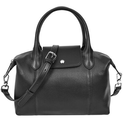 House of Leather Women's Womens Real Leather Handbag Small Top-Handle Tote Style Quinn White in Black Black Small House of Leather Women's Womens Real Leather Handbag Small Top-Handle Tote Style Quinn White in Black Black Small