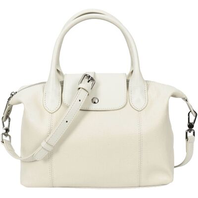 House of Leather Women's Womens Real Leather Handbag Small Top-Handle Tote Style Quinn White White Small House of Leather Women's Womens Real Leather Handbag Small Top-Handle Tote Style Quinn White White Small