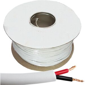 Loops 25m Double Insulated Speaker Cable 2.01mmÂ² White 100V Volt PA System Reel Drum