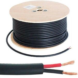 Loops 25m Double Insulated Speaker Cable 1.15mmÂ² Black 100V Line Volt PA System Reel Drum