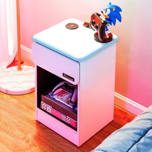 X Rocker Carbon-Tek Bedside Table with Drawer, LED Lights & Charging in White White X Rocker Carbon-Tek Bedside Table with Drawer, LED Lights & Charging in White White