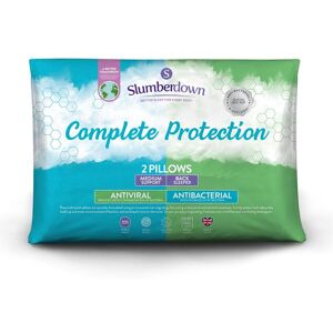 Slumberdown 2 Pack Complete Protection Anti Viral Medium Support Pillows in White White Slumberdown 2 Pack Complete Protection Anti Viral Medium Support Pillows in White White