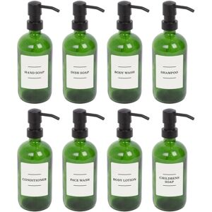 Harbour Housewares Glass Soap Dispensers with Labels - 500ml - White - Pack of 8 in Green Green Harbour Housewares Glass Soap Dispensers with Labels - 500ml - White - Pack of 8 in Green Green