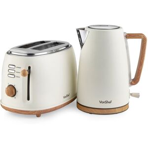 VonShef Scandi 1.7L Rapid Boil 3000W Kettle & 2 Slice Wide Slot 850W Toaster Set in Beige Beige VonShef Scandi 1.7L Rapid Boil 3000W Kettle & 2 Slice Wide Slot 850W Toaster Set in Beige Beige