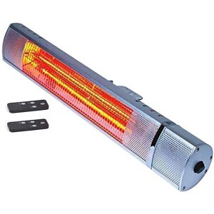 MYLEK Electric Patio Heater Outdoor IP65 Wall Mounted Remote Control 2kW in Metallic Silver Metallic Silver MYLEK Electric Patio Heater Outdoor IP65 Wall Mounted Remote Control 2kW in Metallic Silver Metallic Silver