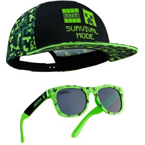 Minecraft Kids Baseball Cap & Sunglasses Set in Black Black One Size Minecraft Kids Baseball Cap & Sunglasses Set in Black Black One Size