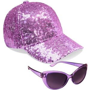 CityComfort Sequins Shiny Cap with Sunglasses Set in Purple Purple One Size CityComfort Sequins Shiny Cap with Sunglasses Set in Purple Purple One Size