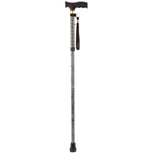 Loops Black Extendable Walking Stick with Plastic Handle - Engraved Pattern - Foldable Black Loops Black Extendable Walking Stick with Plastic Handle - Engraved Pattern - Foldable Black