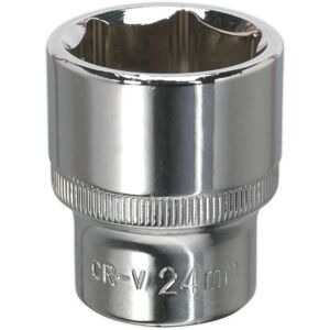 Loops 24mm Forged Steel Drive Socket - 1/2" Square Drive - Polished Chrome Vanadium in Metallics Metallics Loops 24mm Forged Steel Drive Socket - 1/2" Square Drive - Polished Chrome Vanadium in Metallics Metallics